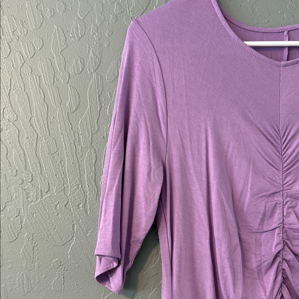 Daily Ritual Purple Ruched Midi Dress - Picture 3 of 5